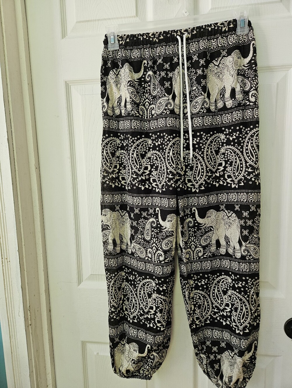Women's Black & Cream Elephant Print Boho